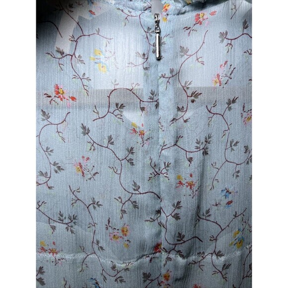 Rebecca Taylor Sleeveless Silk Chiffon Ruffle Tier Dress Size 4 Vine Floral Blue - Picture 6 of 11